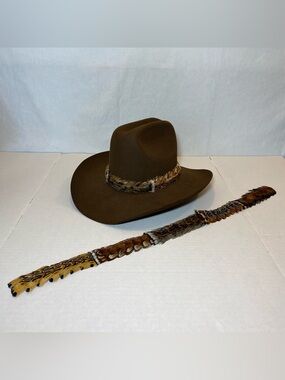 Vintage Resistol Stagecoach Cowboy Hat Brown Felt Beaver Feather Bands Size 7
